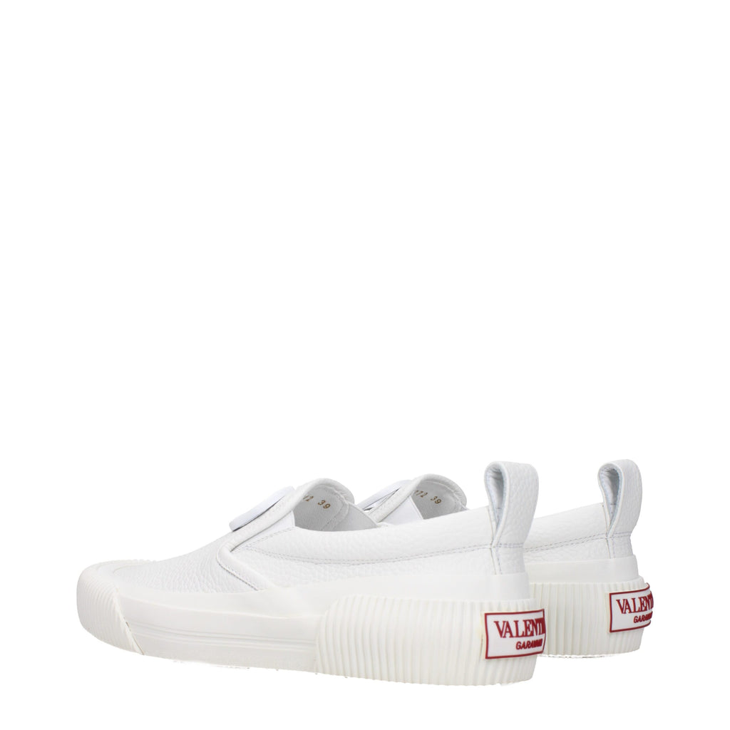 Valentino Garavani White Leather Slip-On Loafers