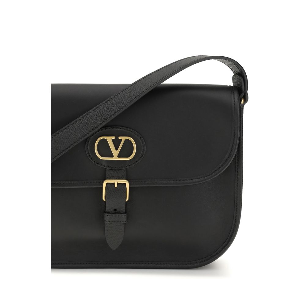 Valentino Garavani Black Calf Leather Bos Taurus Shoulder Bag
