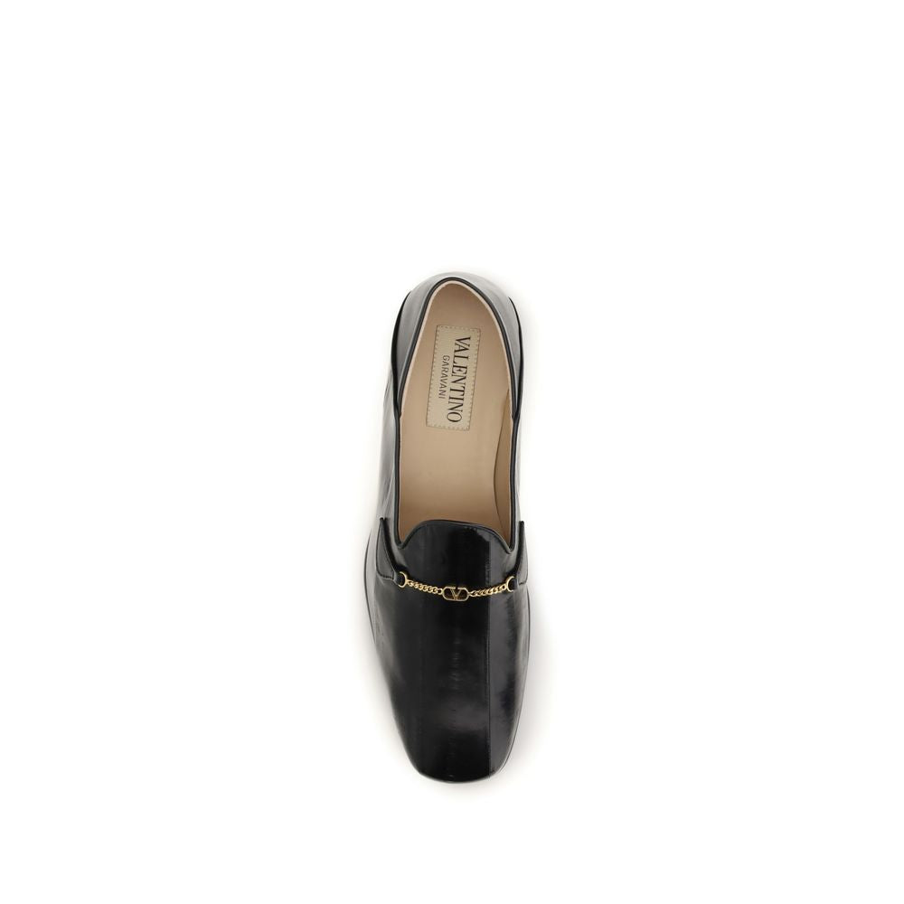 Valentino Garavani Black Calf Leather Bos Taurus Slip-On Loafers