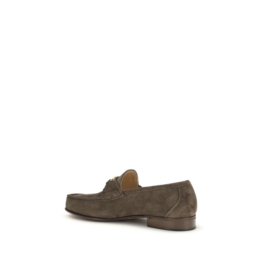 Valentino Garavani Brown Calf Leather Bos Taurus Slip-On Loafers