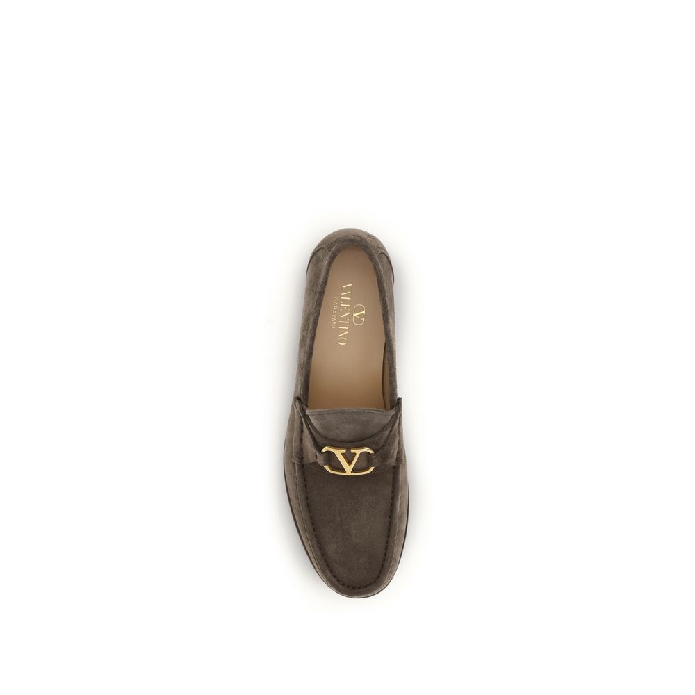 Valentino Garavani Brown Calf Leather Bos Taurus Slip-On Loafers
