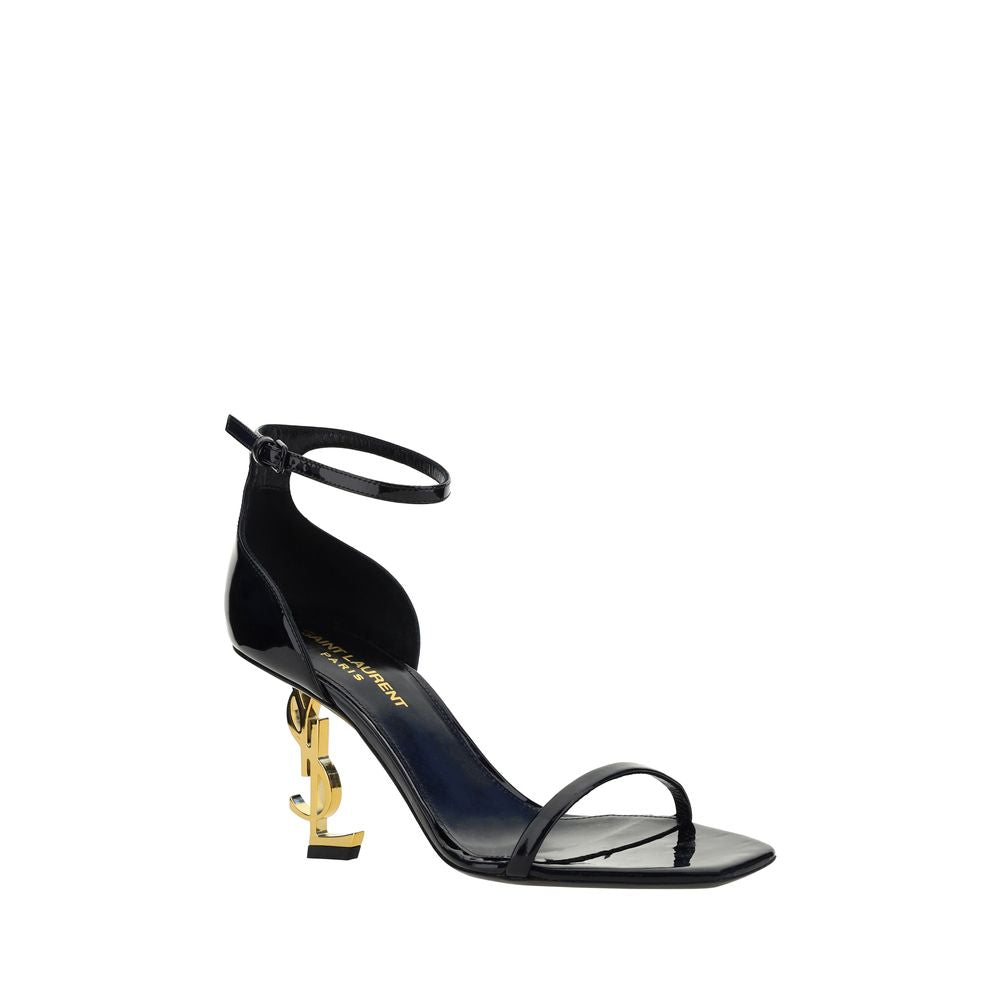 Saint Laurent Black Calf Leather Bos Taurus Stiletto Heel Sandals