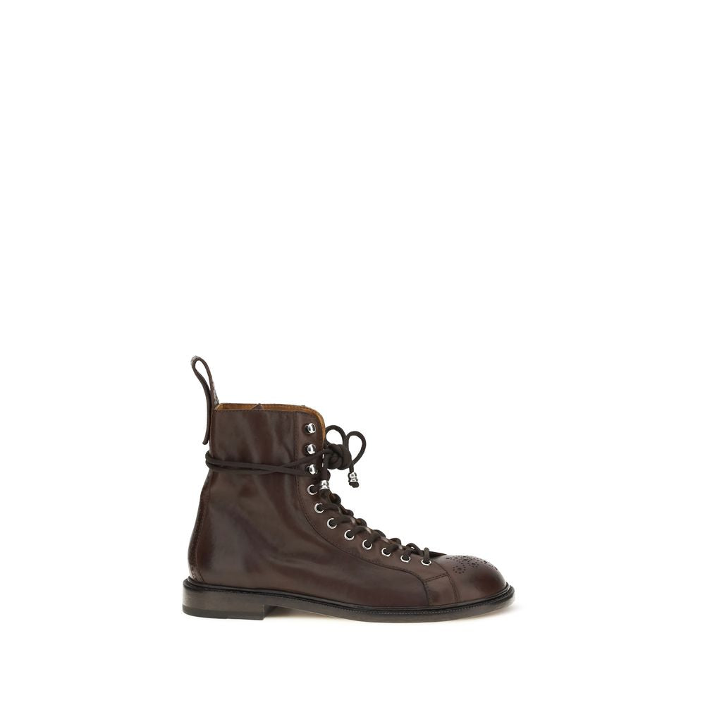 Versace Brown Calf Leather Bos Taurus Lace-Up Boots