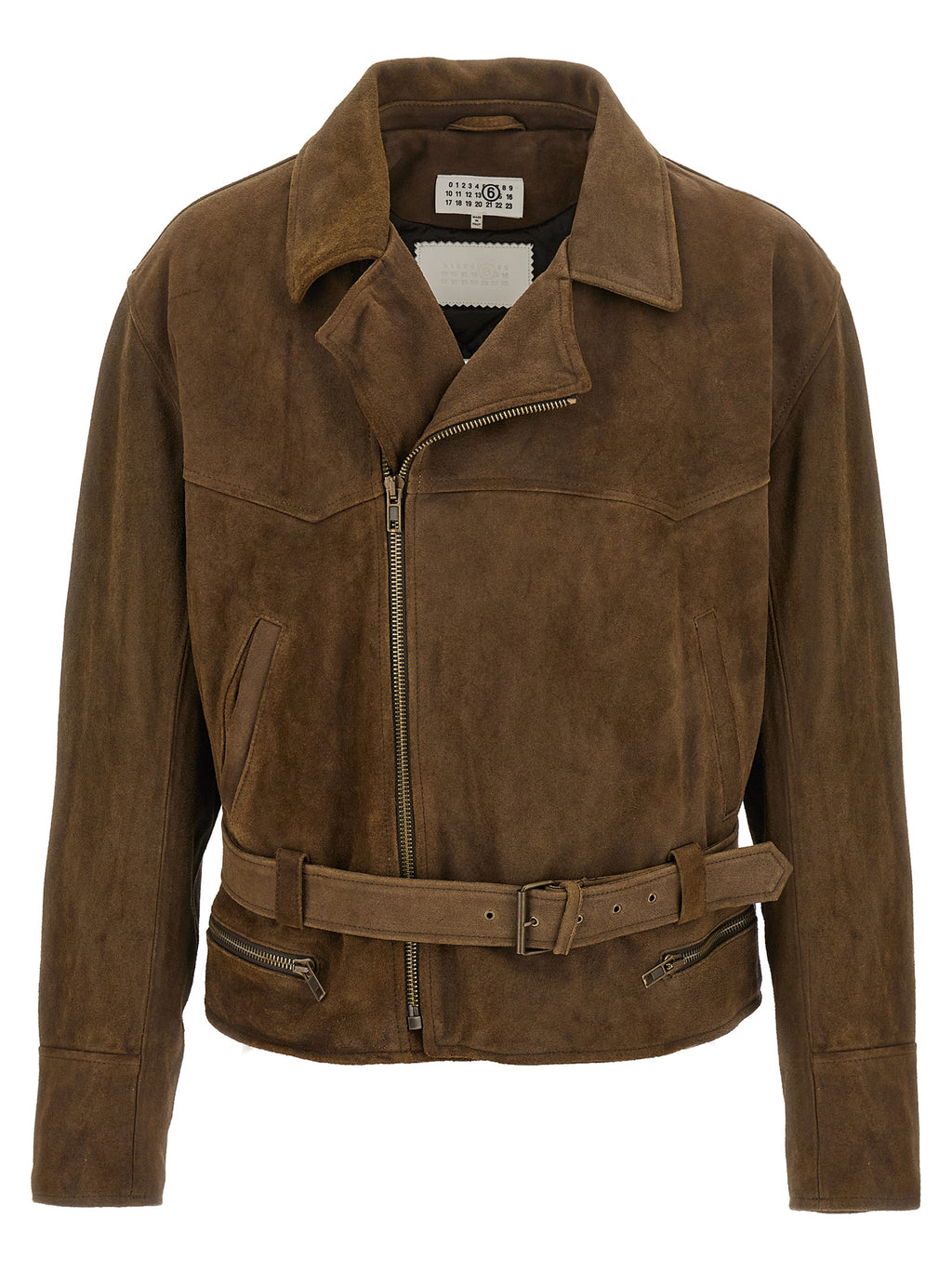 MM6 Maison Margiela Brown Calfskin Leather Jacket