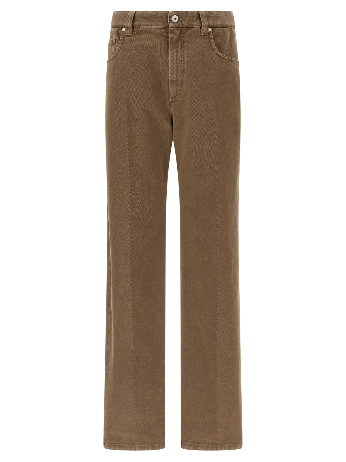 Brunello Cucinelli Beige Cotton Straight-Leg Jeans