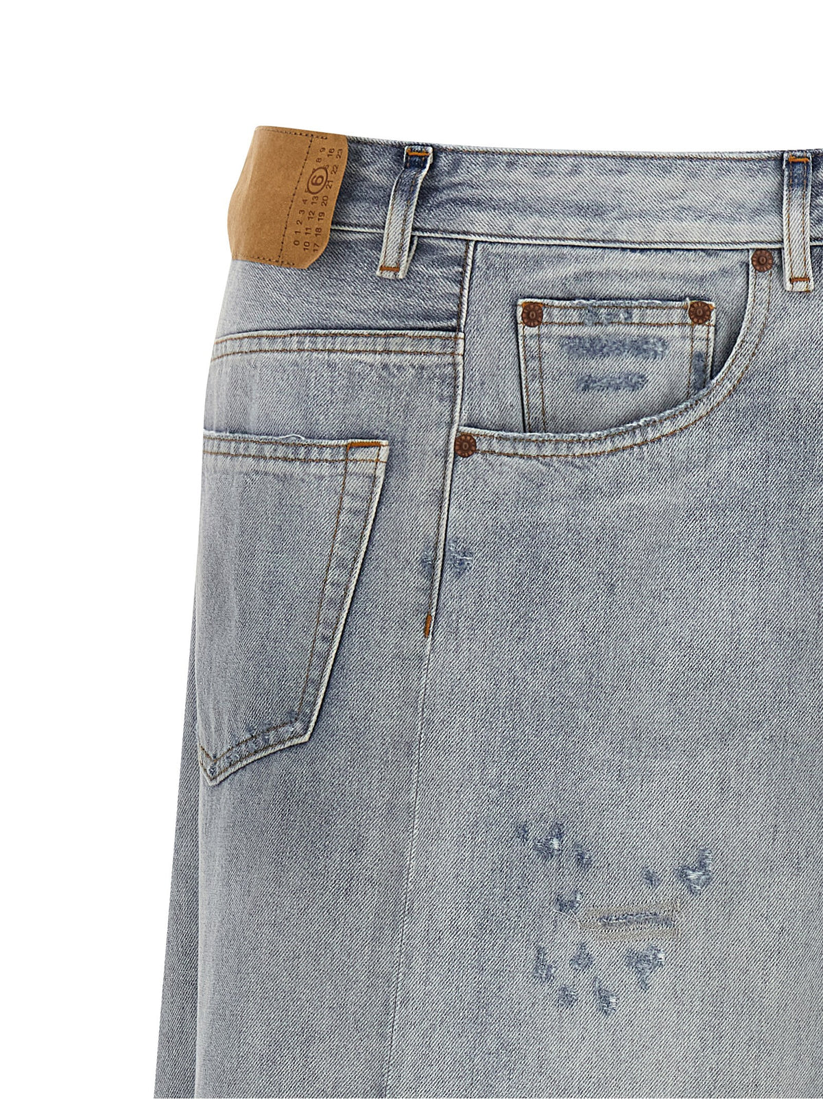 MM6 Maison Margiela Blue Cotton Mini Skirt
