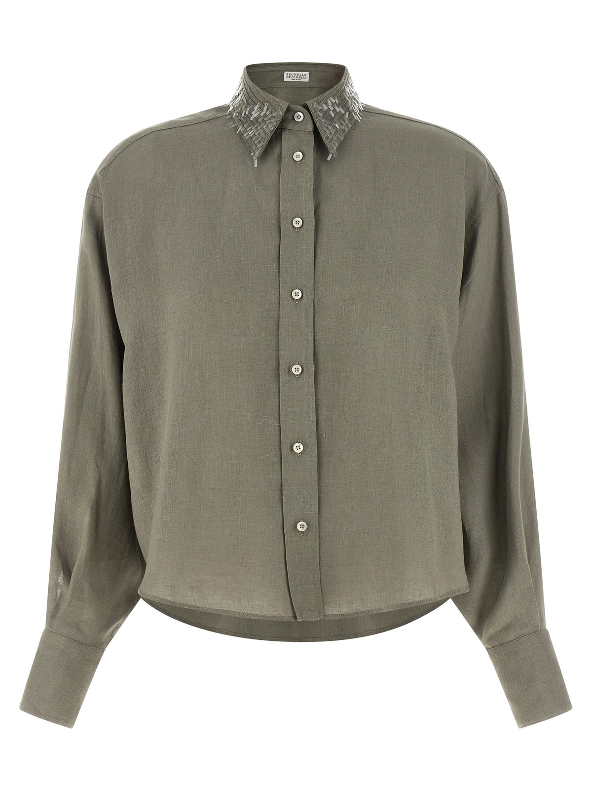 Brunello Cucinelli Bicolor Linen Blouse