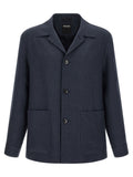 ZEGNA Blue Linen Full-Length Jacket