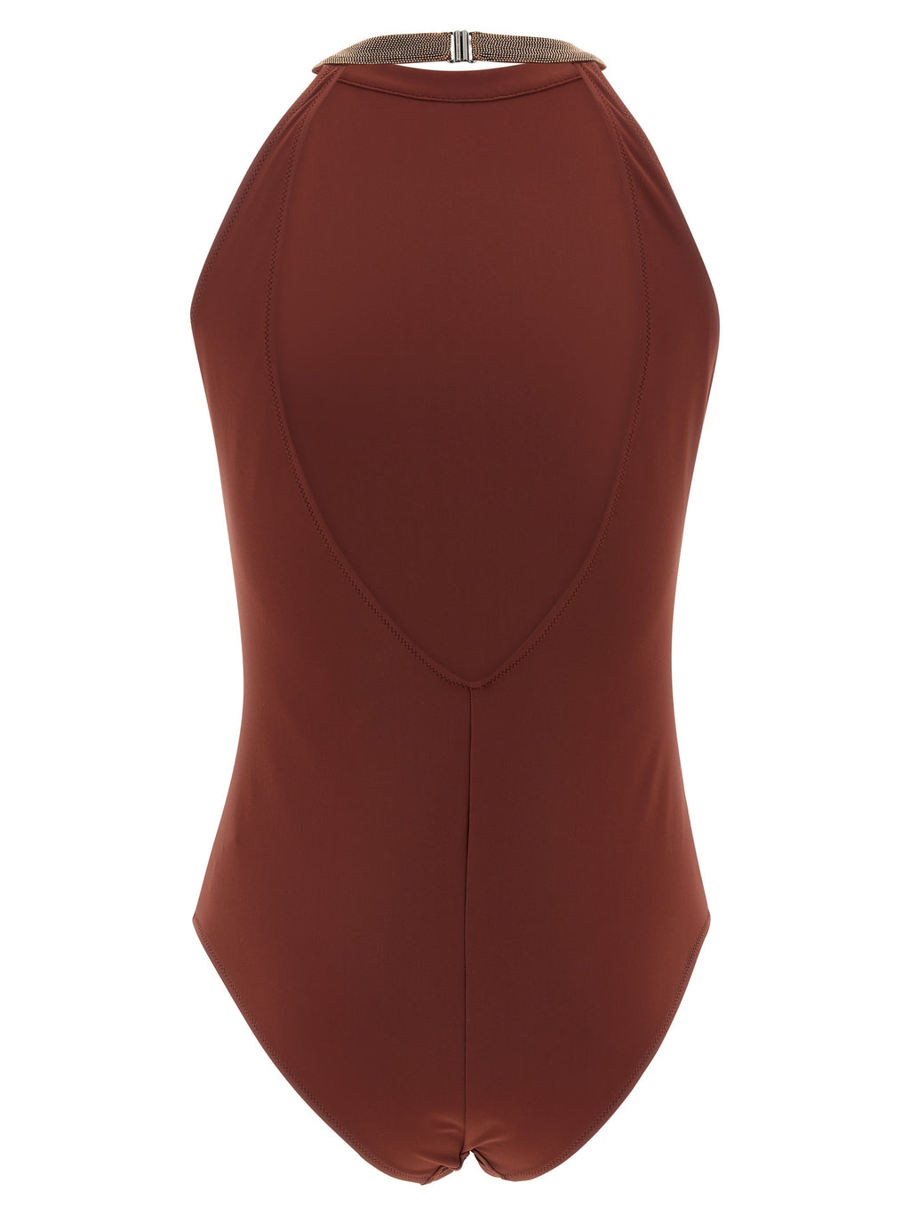 Brunello Cucinelli Bordeaux Polyamide One-Piece Swimsuit