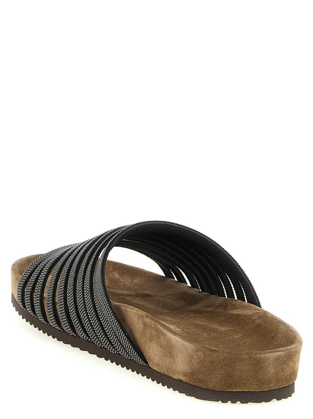 Brunello Cucinelli Black Lamb Leather Slides