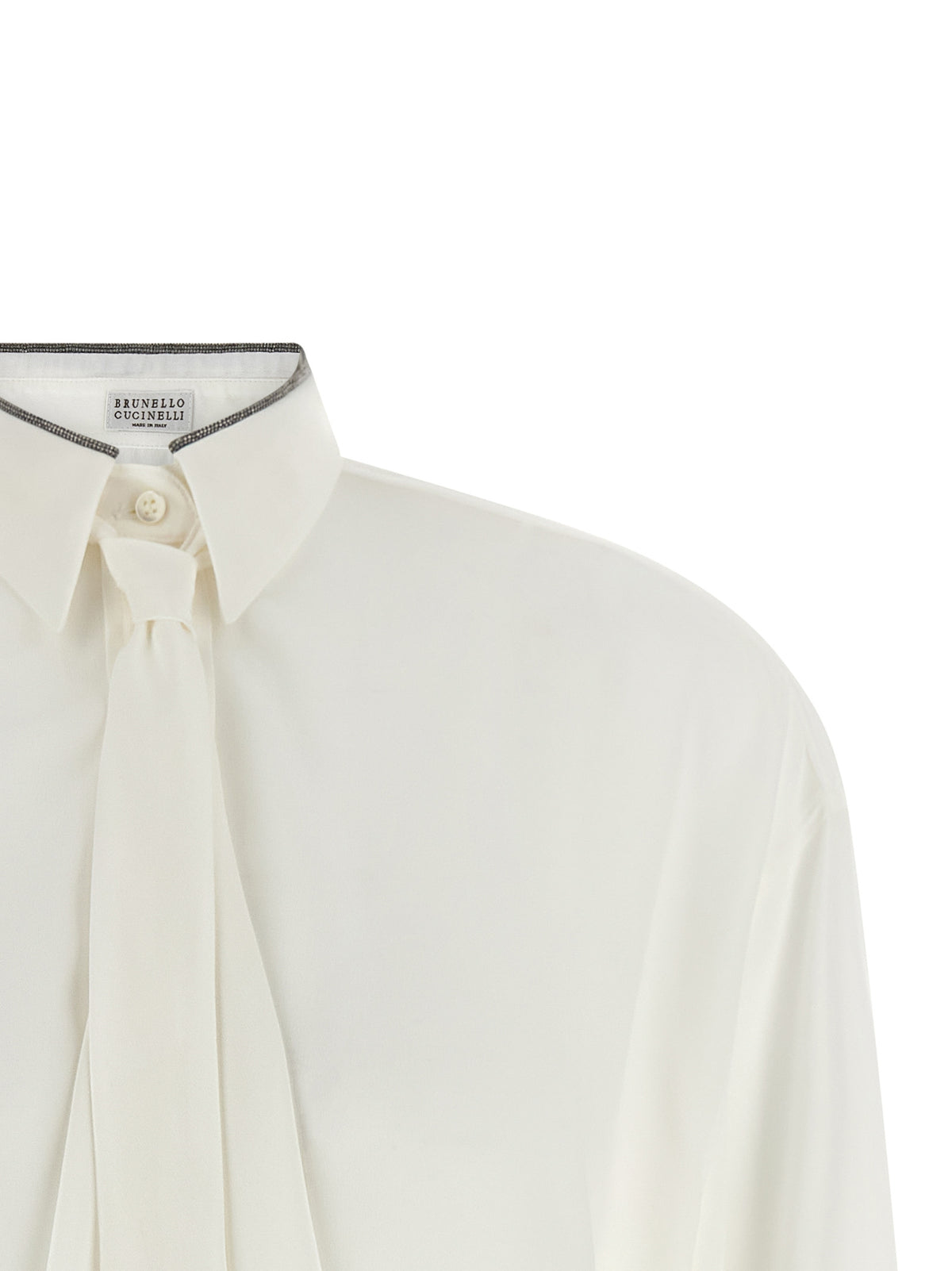 Brunello Cucinelli White Silk Blouse