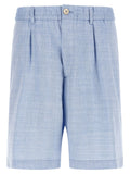 Brunello Cucinelli Blue Linen Bermuda Shorts