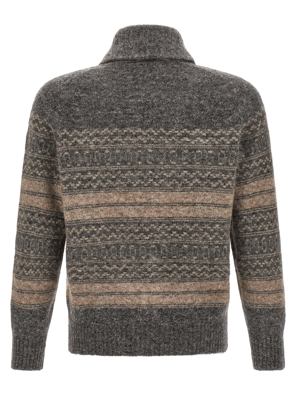 Brunello Cucinelli Gray Alpaca Leather Cardigan