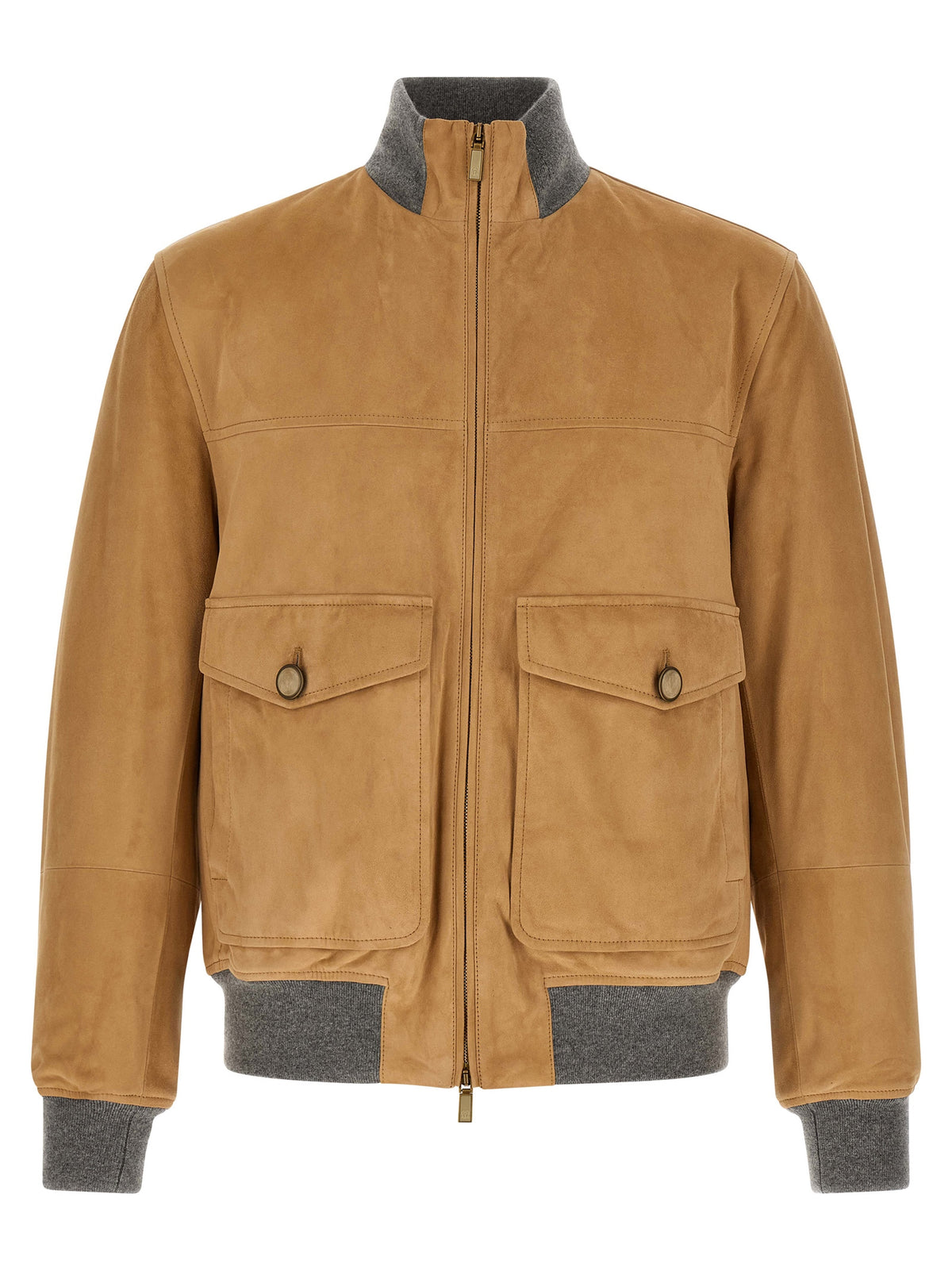 Brunello Cucinelli Beige Lamb Leather Leather Jacket