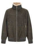 Brunello Cucinelli Gray Lamb Leather Leather Jacket