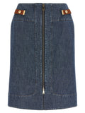 Fendi Blue Cotton Midi Skirt