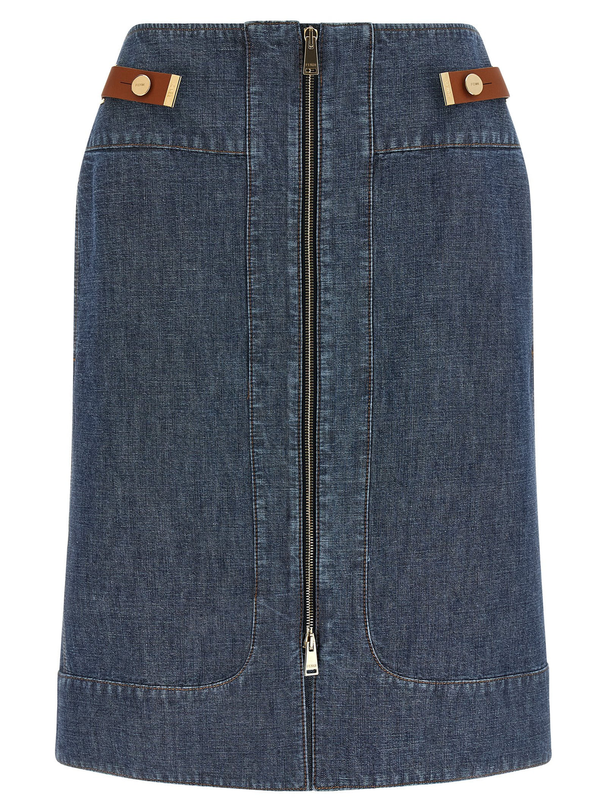 Fendi Blue Cotton Midi Skirt
