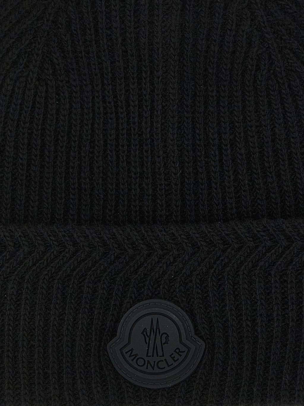 Moncler Black Virgin Wool Beanie
