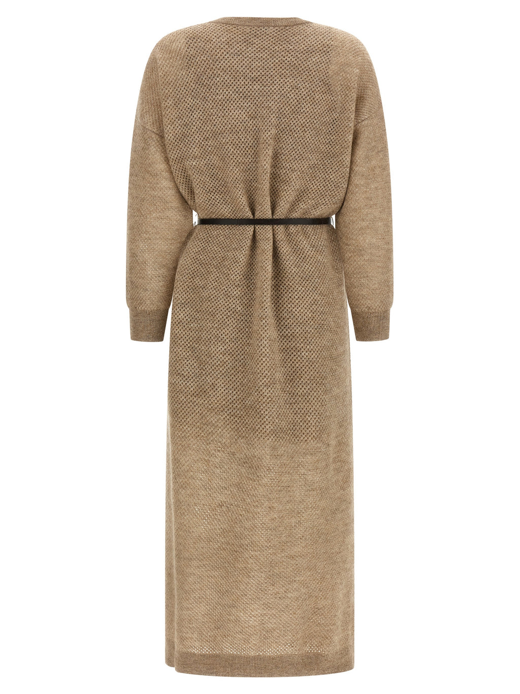 Brunello Cucinelli Beige Wool Midi Dress