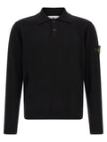 Stone Island Black Virgin Wool Polo Shirt