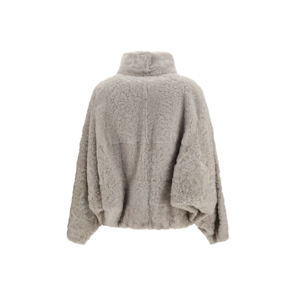 Brunello Cucinelli Gray Lamb Ovis Aries Full-Length Jacket