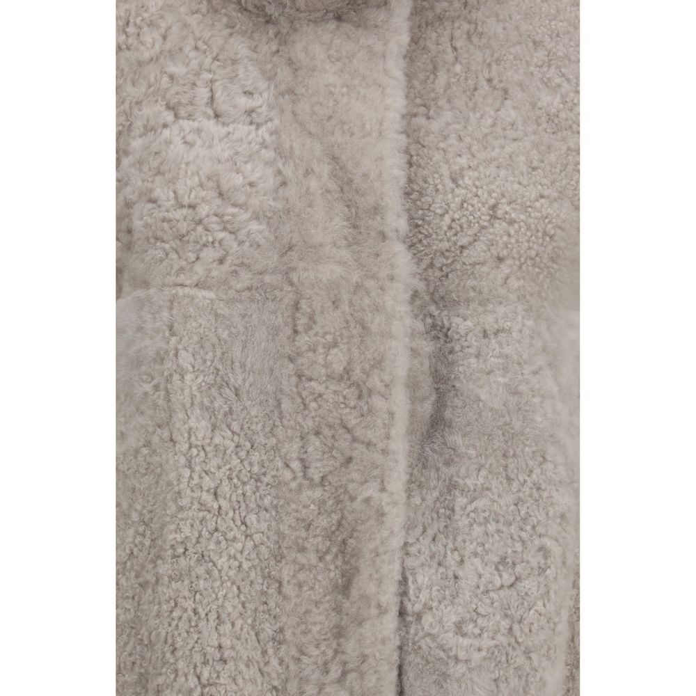 Brunello Cucinelli Gray Lamb Ovis Aries Full-Length Jacket