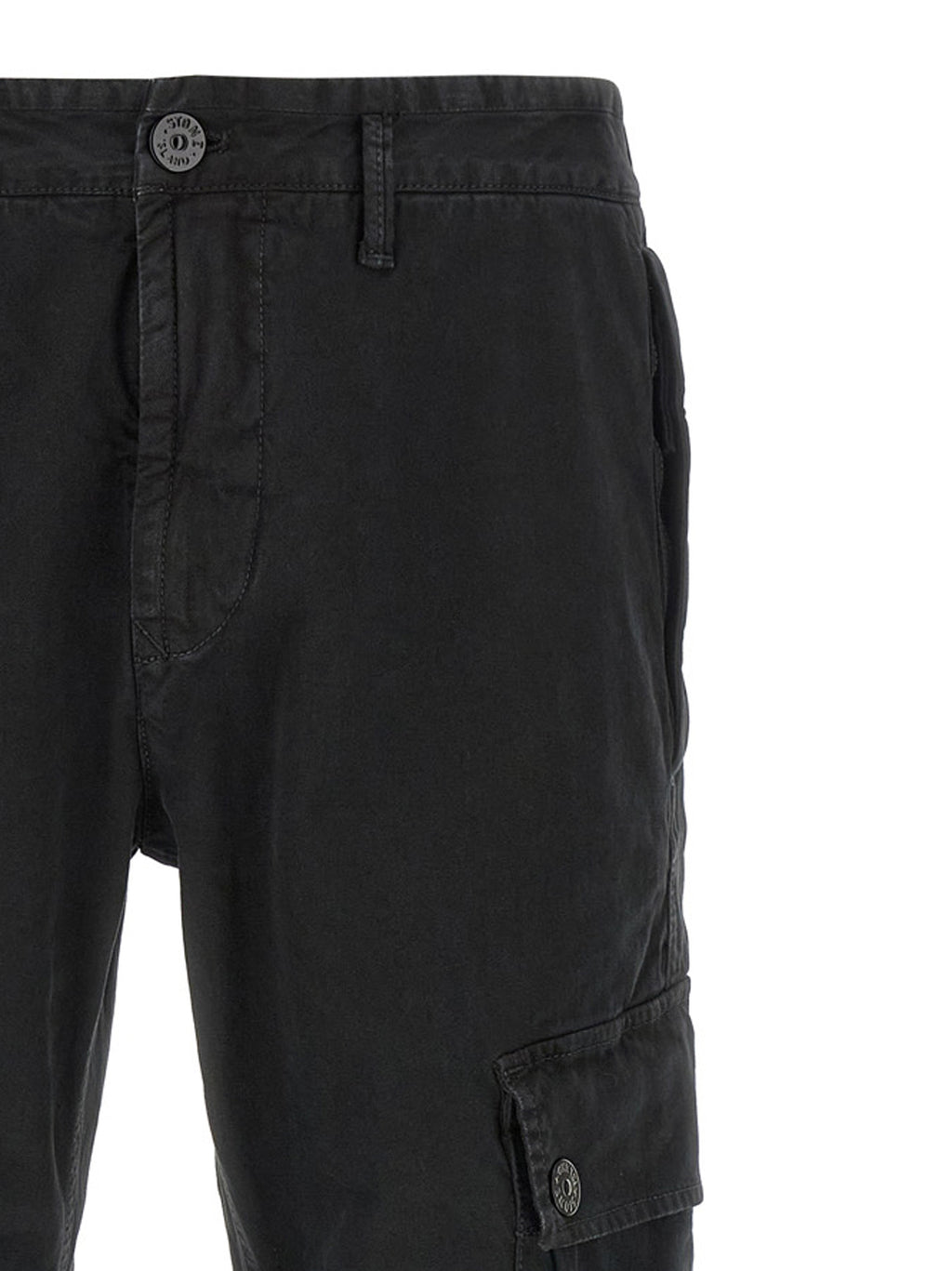 Stone Island Black Cotton Cargo Pants