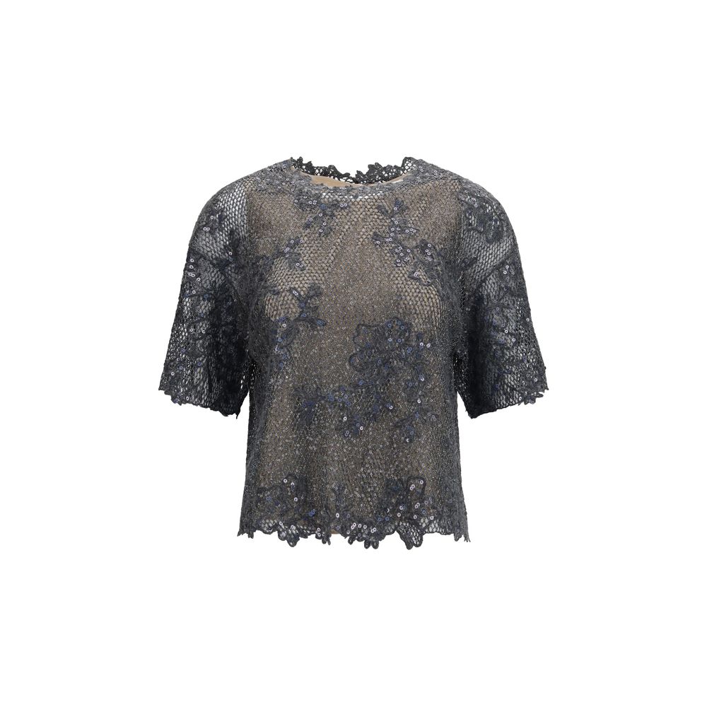 Brunello Cucinelli Gray Mohair Pattern Shirt