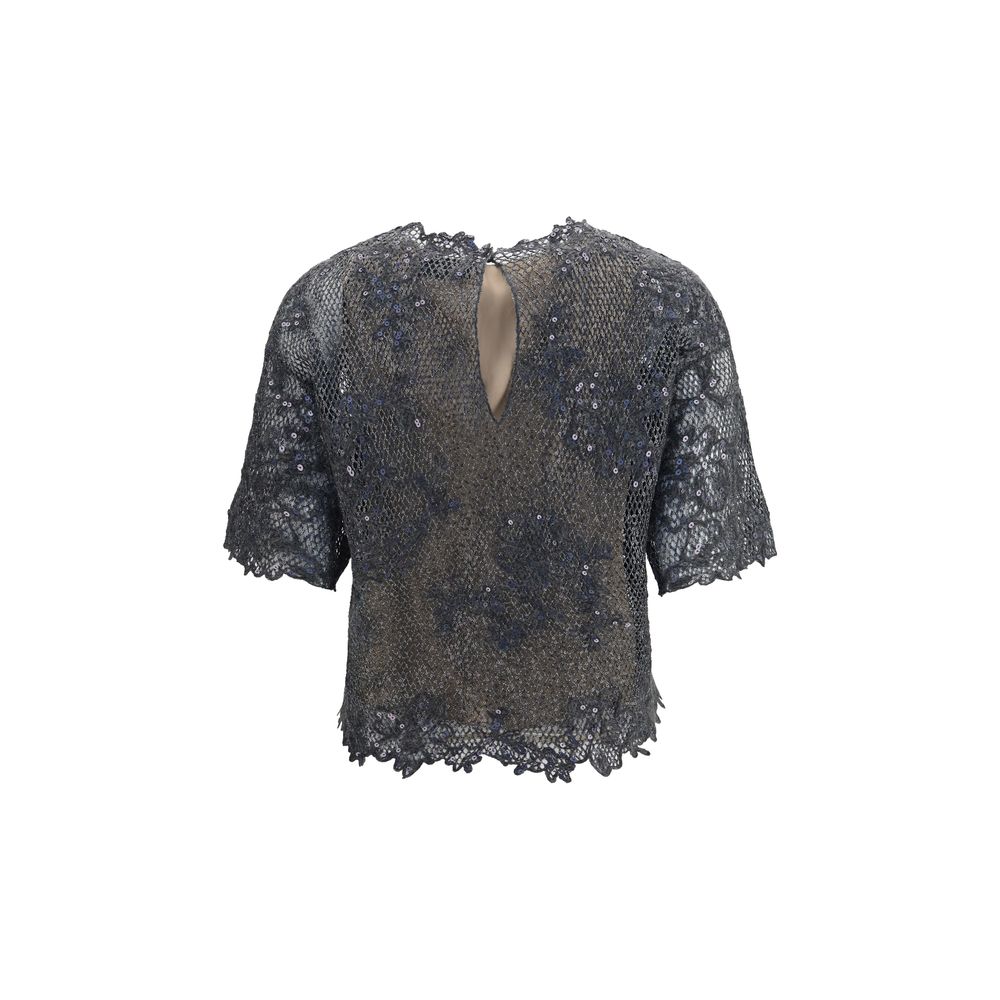 Brunello Cucinelli Gray Mohair Pattern Shirt