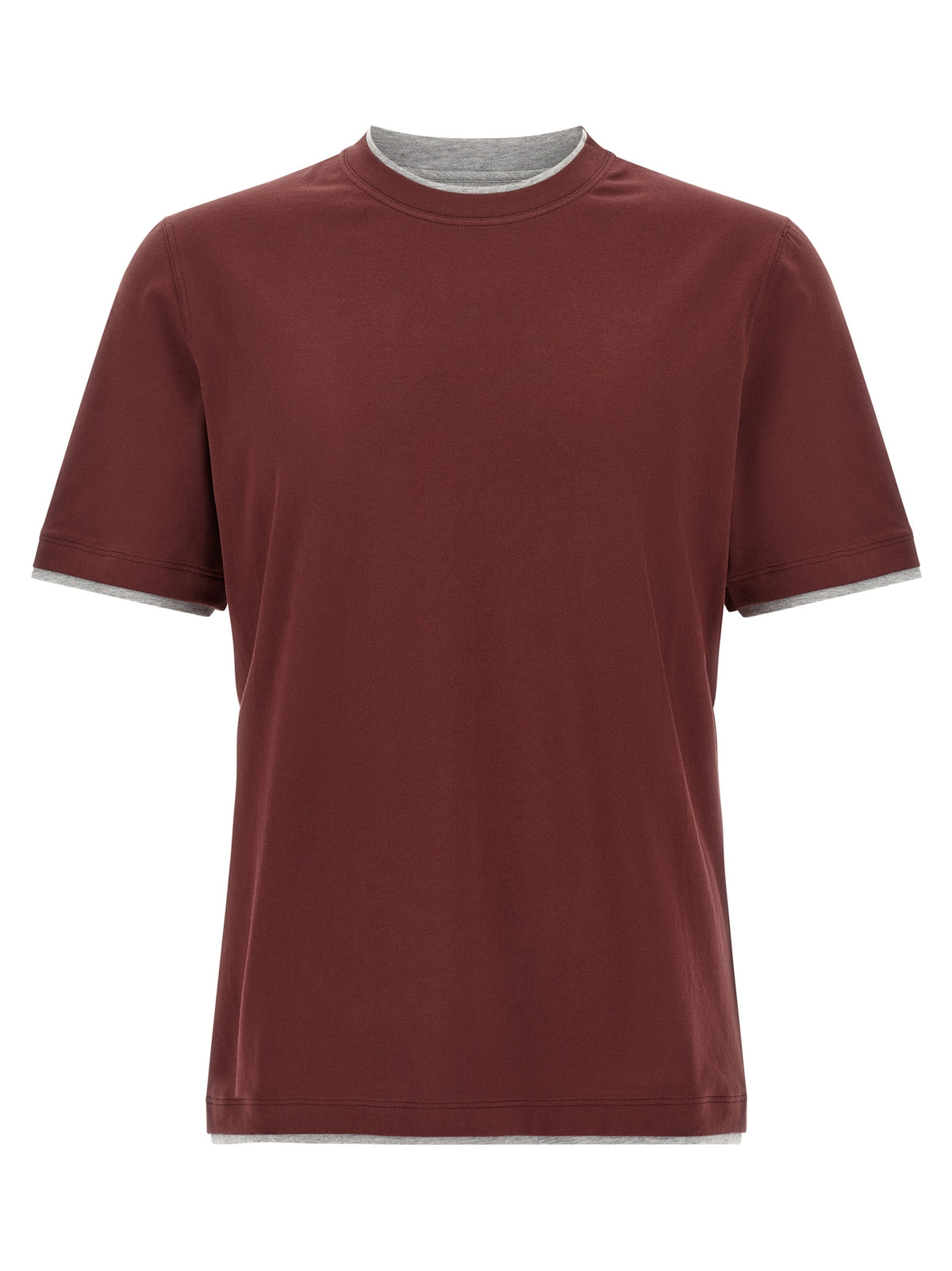 Brunello Cucinelli Bordeaux Cotton T-Shirt