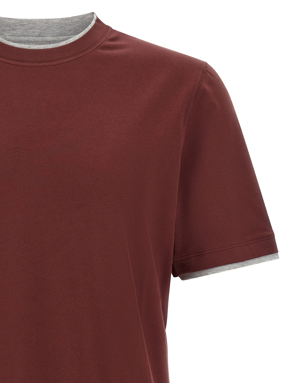 Brunello Cucinelli Bordeaux Cotton T-Shirt