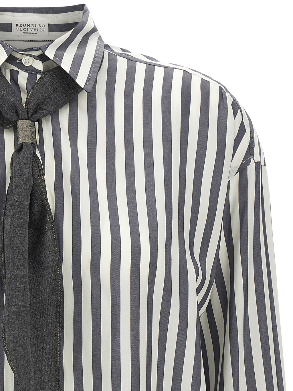 Brunello Cucinelli Gray Silk Blouse