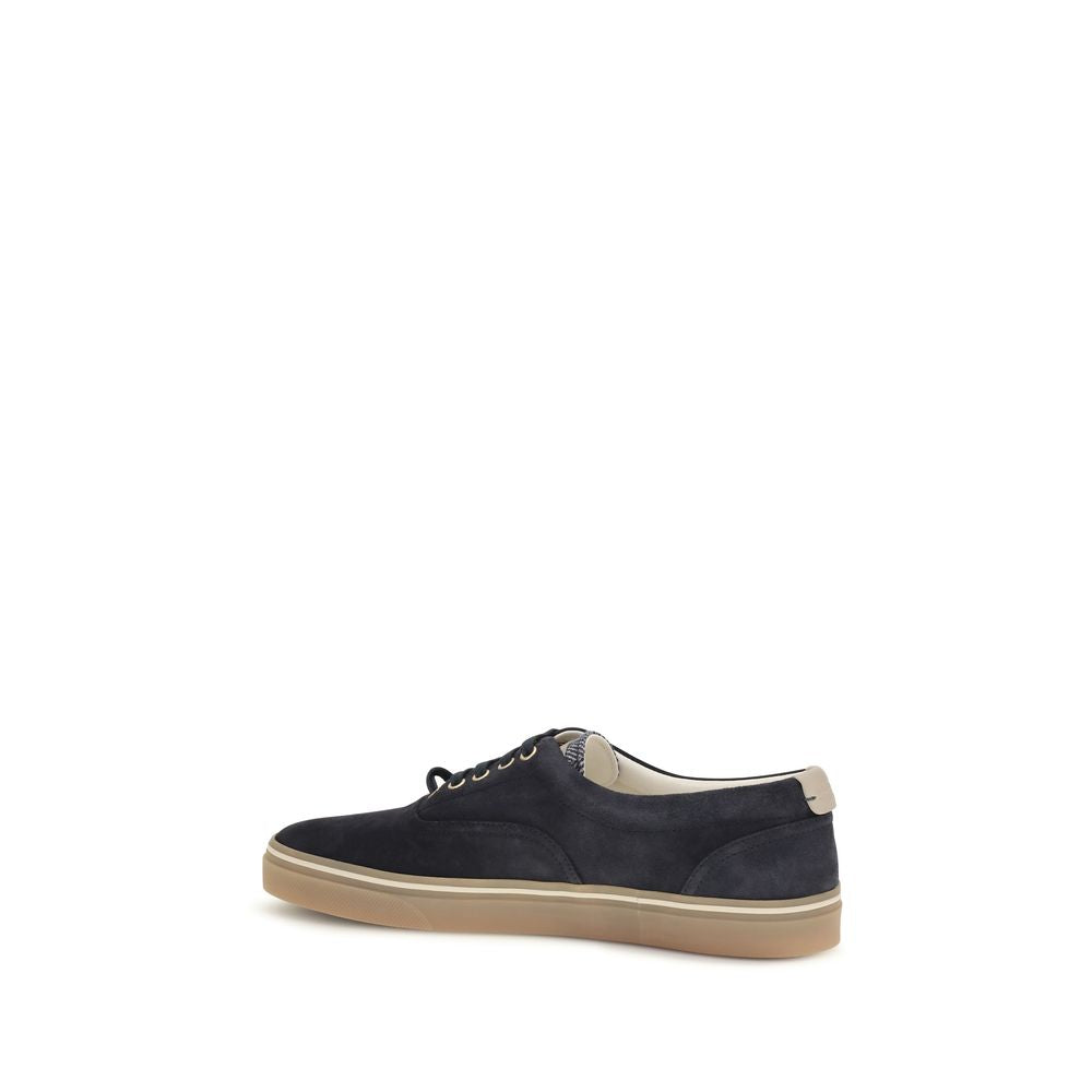 Brunello Cucinelli Blue Suede Leather Low Top Sneakers