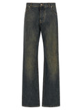 Fendi Blue Cotton Straight-Leg Jeans