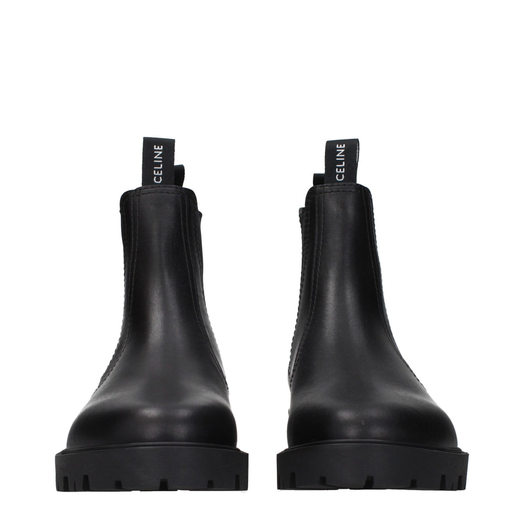 Celine Black Leather Ankle Boots