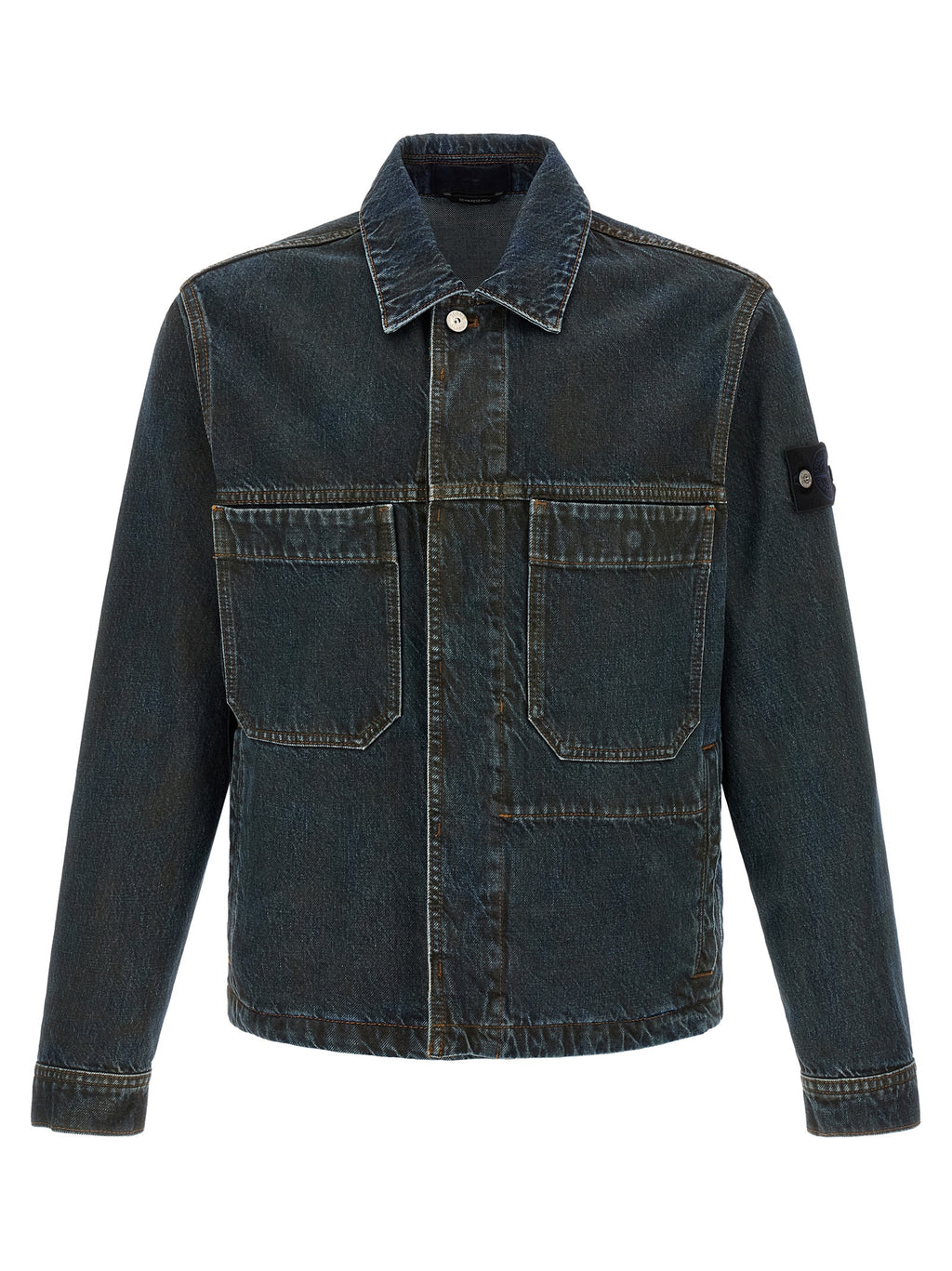 Stone Island Blue Cotton Denim Jacket