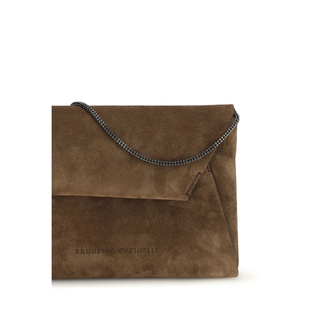 Brunello Cucinelli Brown Calf Leather Bos Taurus Clutch Bag