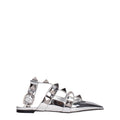 Valentino Garavani Gray Leather Flat Sandals