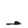 Saint Laurent Black Calf Leather Bos Taurus Flat Sandals