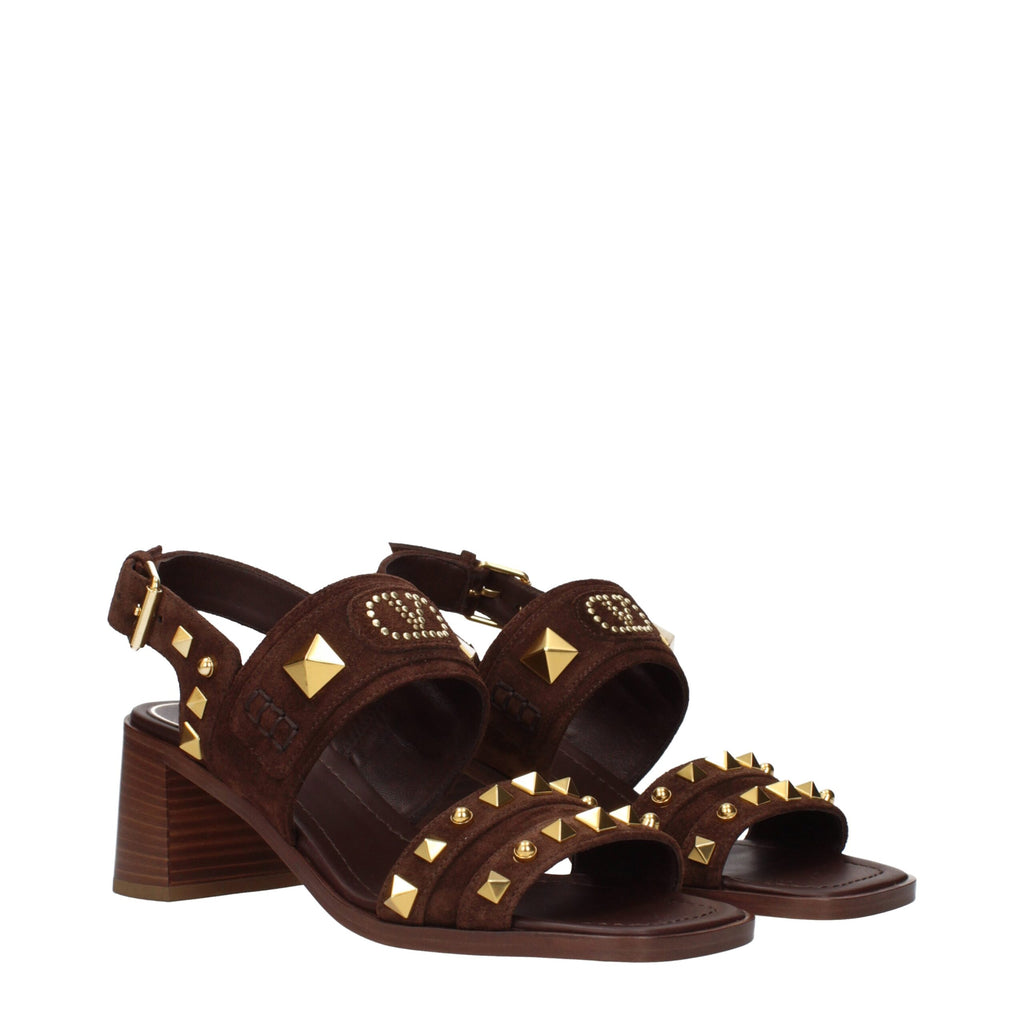 Valentino Garavani Brown Leather Strap-On Sandals
