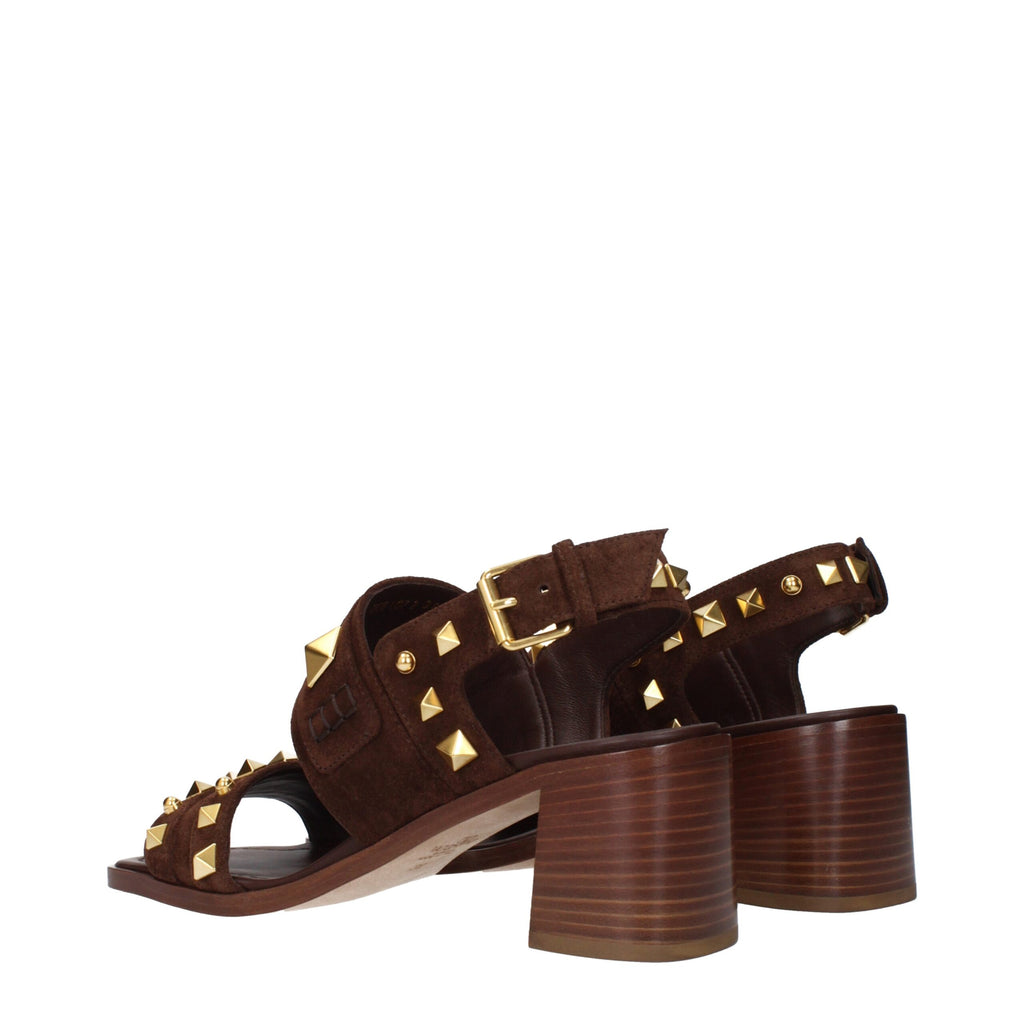 Valentino Garavani Brown Leather Strap-On Sandals