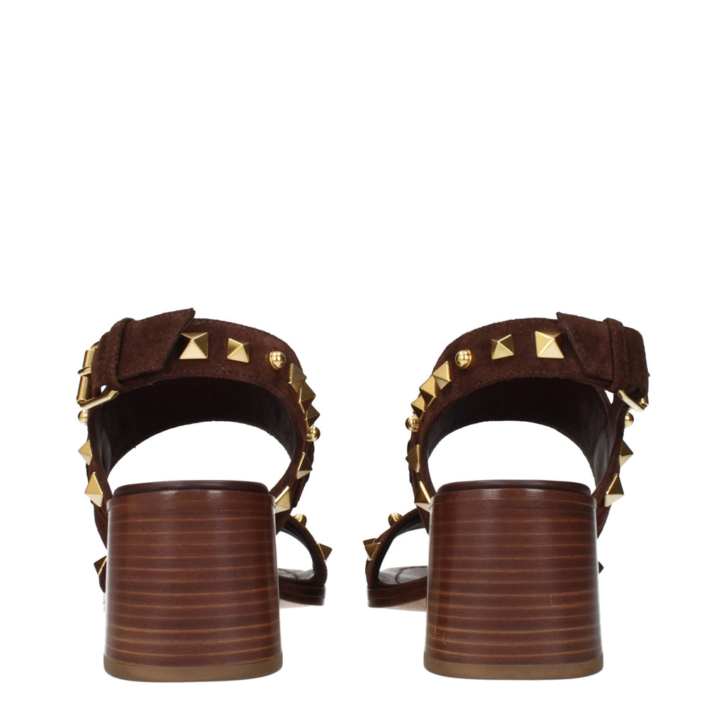 Valentino Garavani Brown Leather Strap-On Sandals